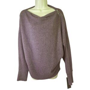 Korey Purple Plush Stretch Zip Shoulder Pullover Top Women Sz M Soft Velour NWT